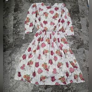 California Looks Floral Dress with Pink and Green